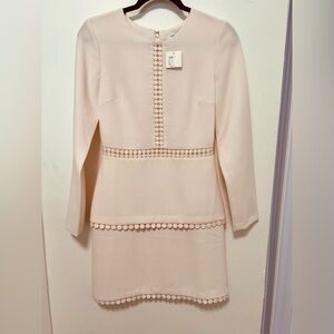 Club Monaco Sheath Dress in Pink and Cream with Long Sleeves